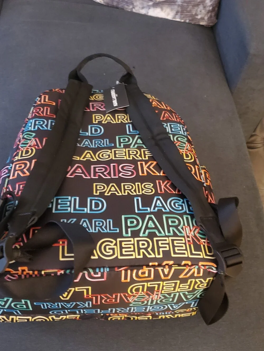 Karl Lagerfeld Black Multi-Color Logo Backpack